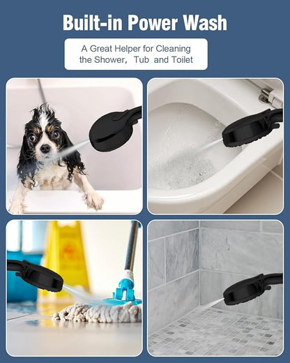 Filtered Shower Head with Handheld Oil Rubbed Bronze, BOWGER 6 Modes High Pressure Shower Heads with Power Wash and Hard Water Filter, Detachable Hand Held Showerhead Set with Extra Long Hose, ORB