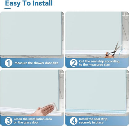Shower Door Bottom Seal Strip, 2PCS Seal Strip, Clear PVC, 36" Length, Fits 10mm Thick Glass, Prevents Leaks, Easy Installation, No Adhesive Required (Clear, 39in for 3/8"(10mm) Door)