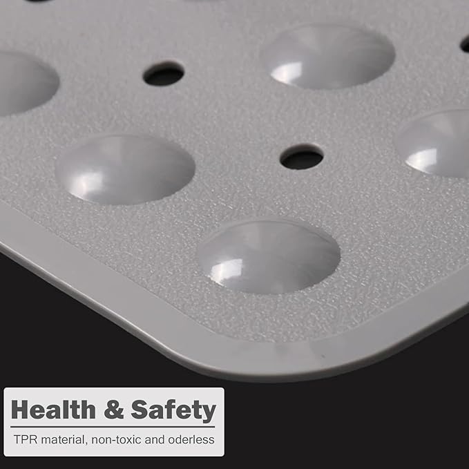 Mrcrypos Corner Shower Mats 27.5 x 27.5 Inches Bath Mat with Suction Cups and Drain Holes, Quick Dry Anti Slip Bathmat Machine Washable Shower Stall Mats for Bathroom, Gray