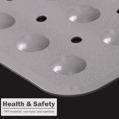 Mrcrypos Corner Shower Mats 21 x 21 Inches Bath Mat with Suction Cups and Drain Holes, Quick Dry Anti Slip Bathmat Machine Washable Shower Stall Mats for Bathroom, Gray