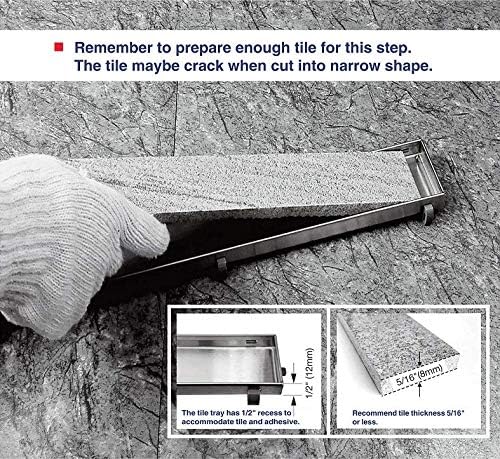 Neodrain 32-Inch Linear Shower Drain with Tile Insert Grate,Brushed 304 Stainless Steel Rectangle Shower Floor Drain, Linear Drain with Leveling Feet, Hair Strainer