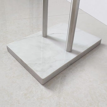 40 Inch Standing Towel Rack Double-T Shape Tall Bath Towel Sheet Holder with Marble Design Base for Bathroom Floor Next to Tub or Shower 2 Tier Towel Holder Stand Stainless Steel Brushed Nickel