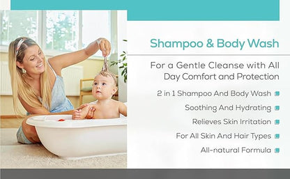 Shampoo & Body Wash + Conditioner Combo Set (Unscented) All Natural Formula for Newborns, Toddlers and Kids, 12 fl oz Each 12 Fl oz Each