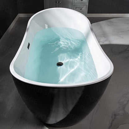 WOODBRIDGE 59" Acrylic Freestanding Bathtub Contemporary Soaking Tub, Black Acrylic(Matte Black Drain/Overflow),BTA1816-MB