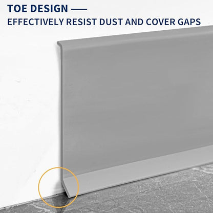 Flexible Baseboard Molding Trim 4 Inch Self-Adhesive Vinyl Wall Base Peel and Stick Cove Base Rubber Wall Baseboard Moulding Trim (200Ft, Gray)
