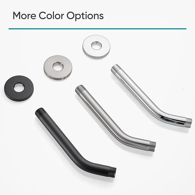 Cobbe Shower Arm with Flange and Teflon Tape, 6-Inches Wall Mounted Shower Pipe Arm Extension for Fixed Shower Head, Matte Black