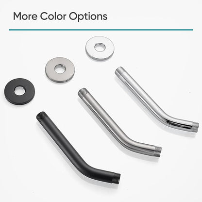 Cobbe Shower Arm with Flange and Teflon Tape, 10-Inches Wall Mounted Shower Pipe Arm Extension for Fixed Shower Head, Matte Black
