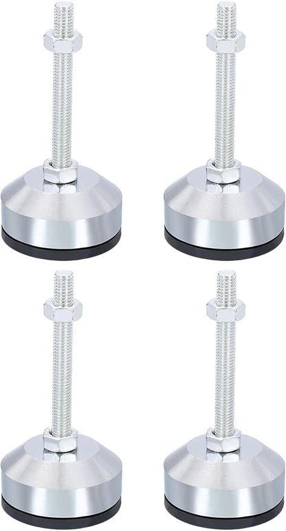 PATIKIL Furniture Leveling Feet 2" Dia Base M8 Thread, 4 Pcs Carbon Steel Adjustable Threaded Furniture Levelers Screw on Leg Leveler with Pads for Desk Chair, Black