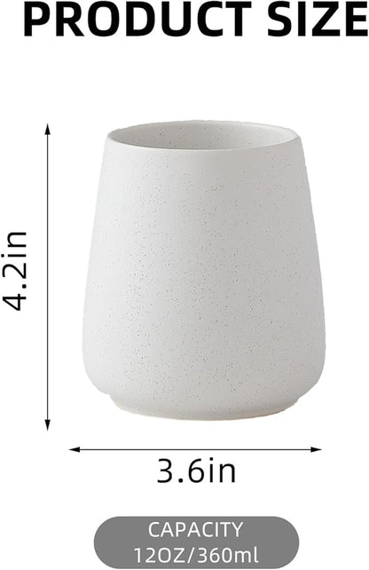 Speckled White Toothbrush Holder Set - 2Pcs Bathroom Ceramic Tooth Brushing Holders, Toothbrush Cup, Toothpaste Organizer for Countertop, Makeup Brush Holder, Pen Holder for Home Desktop Storage