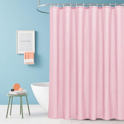 AooHome Standard 72x72 inch Shower Curtain Liner, Durable Polyester Solid Color Shower Curtain with Hooks, Weighted Hem, Water Repellent, Pink