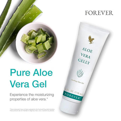 Forever Living - Aloe Vera Gelly - Pure Aloe Gel for Soothing and Moisturizing Skin, Non-Staining and Fast-Absorbing, Vegan and Gluten-Free, 4 fl oz