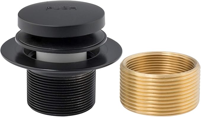 Artiwell Tip-Toe Bathtub Drains Trim Set with Two-Hole Overflow Faceplate, Replacement Bath Drain Trim Kit with 2-Hole Overflow Faceplate and Universal Fine/Coarse Thread (MATT BLACK)