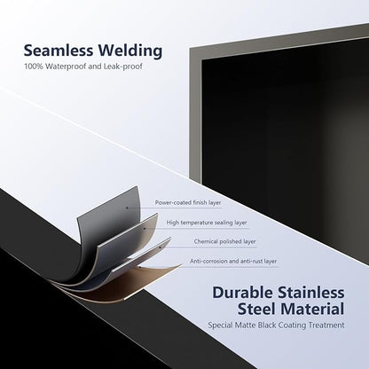 Stainless Steel Shower Niche, 12" x 24" No Tile Needed Recessed Wall Niche with Shelf for Bathroom Storage (Matte Black)