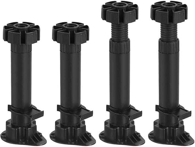 150x46mm(LxW) Adjustable Leveling Feet - 8Pack- Good for Furniture - Leveler Support Frame Replacement Legs - Black