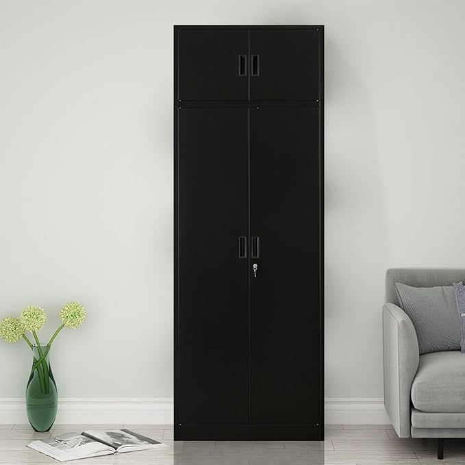 Metal Storage Cabinet, 87 Inch Tall Metal Storage Cabinet with Doors and Shelves, Pantry Cabinets for Kitchen Storage, Garage Cabinet for Living, Dining Room, Assemble Required.