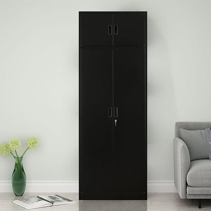 Metal Storage Cabinet, 87 Inch Tall Metal Storage Cabinet with Doors and Shelves, Pantry Cabinets for Kitchen Storage, Garage Cabinet for Living, Dining Room, Assemble Required.