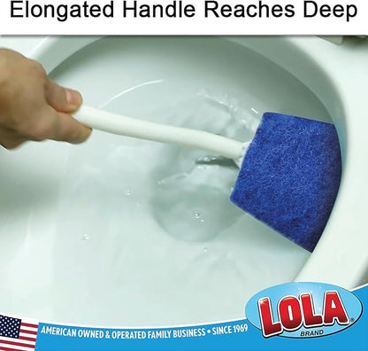 LOLA Bath & Toilet Bowl Scrubber Brush w/Comfort Handle & Hang Hole. Non-Scratch, Removes Rings w/Scrubbing Pad, 1 Pack
