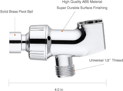 2PCS Universal Shower Head Holder, Adjustable Arm Mount Bracket, Brass Swivel Ball Adapter - Chrome