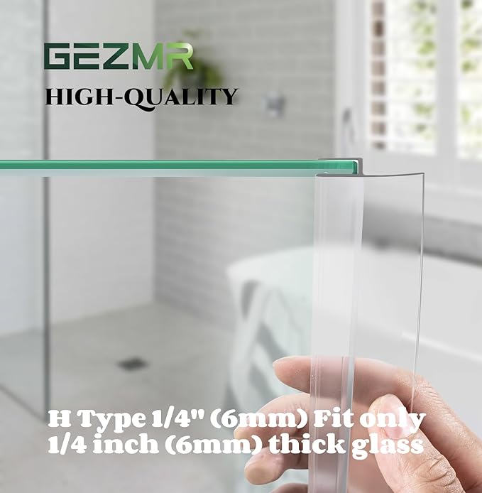 4-Pack Frameless Shower Door Side Seal Strip Shower Door Bottom Seal Shower Door Sweep for 1/4 Inch Thick Glass, Vertical H-Type Glass Door Seal Stop Leaks. (4-Pack x 45" Length)