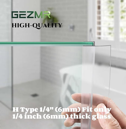4-Pack Frameless Shower Door Side Seal Strip Shower Door Bottom Seal Shower Door Sweep for 1/4 Inch Thick Glass, Vertical H-Type Glass Door Seal Stop Leaks. (4-Pack x 45" Length)