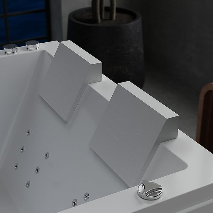 Empava PRO Series Whirlpool Tub with Dedicated Milk Bath & 65 Jets | Luxury Spa Acrylic Soaking Tub with Ozone Sanitization, Chromatherapy & Wireless Music System, Removable Panel, 71" Bathtub, White