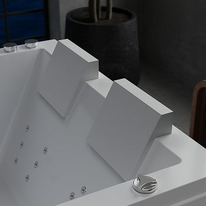 Empava PRO Series Whirlpool Tub with Dedicated Milk Bath & 65 Jets | Luxury Spa Acrylic Soaking Tub with Ozone Sanitization, Chromatherapy & Wireless Music System, Removable Panel, 71" Bathtub, White