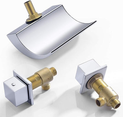 sumerain Deck Mount Tub Faucet, 2 Handle Waterfall Roman Tub Faucet, Chrome Finish