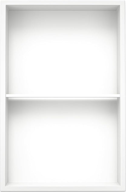 Stainless Steel Shower Niche 14"×24" White with 2-Tier Shelf No Tiled Needed Niche Shower for Bathroom Wall Recessed Shower Shelf for Bathroom Storage
