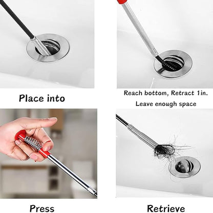 Drain Snake,116 inch Flexible Grabber Claw Pick Up Reacher Tool,Drain Clog Remover - Gutter Cleaning Tools for Home Sink, Bathroom Tub,Drain, Toilet