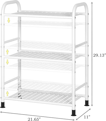 JSB 3-Tier Adjustable Shelving Unit, Heavy Duty Storage Rack Organizer Metal Corner Shelf for Kitchen Living Room Laundry Pantry Bathroom (White, 3 Tier)…