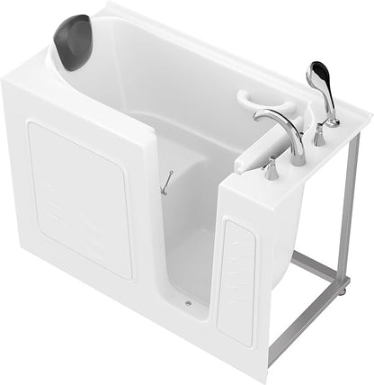 ANZZI Walk In Tub 53'' x 26'' in White, Easy Access, Quick Fill Faucet, Extendable Handheld Shower, Slip-Resistant, ADA Compliant, Ergonomic Head Rest, Safe Reach Grab Bar - AMZ2653RWS-CP