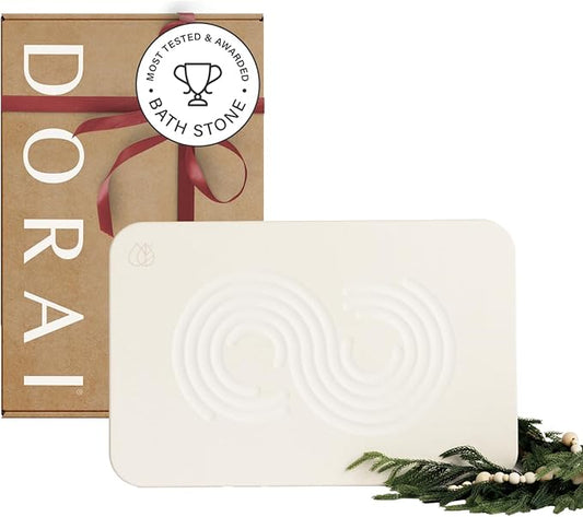 Dorai Home Bath Stone Mat 23.6"x15.4" – Quick-Dry, Non-Slip Diatomite Stone Bath Mat for Bathroom, Zen Sandstone