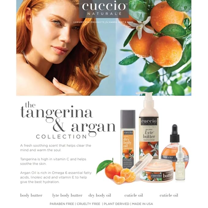 Cuccio Naturale Dry Body Oil – Tangerina & Argan Scent, 1 Gallon (128 oz) Refill – Lightweight Non-Greasy Hydrating Body Oil for Smooth Skin – Professional & Home Use – Paraben-Free, Cruelty-Free