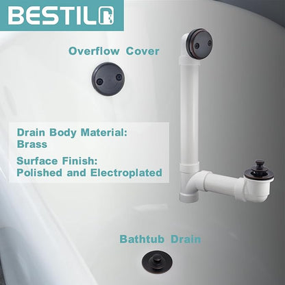 BESTILL Lift and Turn Bathtub Drain Bath Tub Trim Set Conversion Kit, Oil Rubbed Bronze