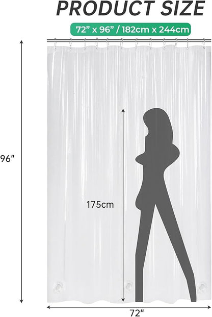 AmazerBath Extra Long Shower Curtain 96 Inches Long, Waffle Shower Curtain White Extra Long, Fabric Shower Curtains for Bathroom, Heavy Duty 240G Waffle Textured, 72x96 Inches