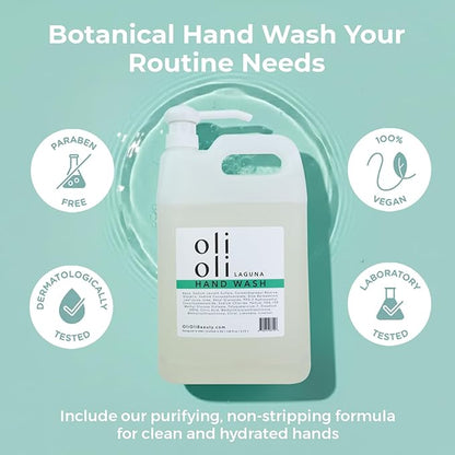 OLIOLI Botanical Hand Wash 128oz Refill | Gentle, pH-Balanced Liquid Hand Soap with Aloe | Hydrating Cleanser for Soft, Refreshed Skin | Coastal-Inspired Luxury Hand Wash for Daily Use