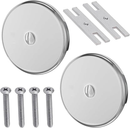 Single Hole Bathtub Drain Cover 1/8", Universal Bathtub Overflow Drain Cover with One Matching Screw for Waste and Over Flow, Tub Overflow Cover Fits Most Standard Bath Tub Drains (2PCS) (Silver)