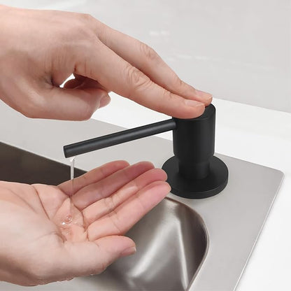 Deck Mounted Brass Kitchen Sink Soap Dispenser or Lotion Dispenser with 17OZ Above The Sink Refillable Bottle(Matte Black)