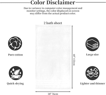 Cotton Bath Towel – Large 30x60 Inches, Soft, Thick & Absorbent Towel for Bathroom, Spa, or Home Use (White, 2 Pack – 30"x60")