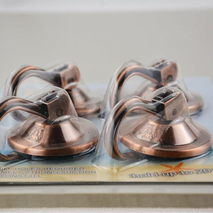 Suction Cup Hooks, 4-Pack Vacuum Wreath Hangers for Flat Smooth Wall Surface, Copper