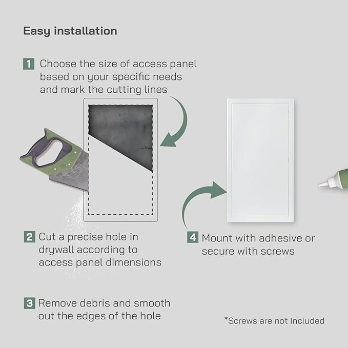 Vent Systems 10'' x 20'' Inch White Metal Access Panel - Easy Access Doors - Access Panel for Drywall, Wall, Electrical and Plumbing Service Door