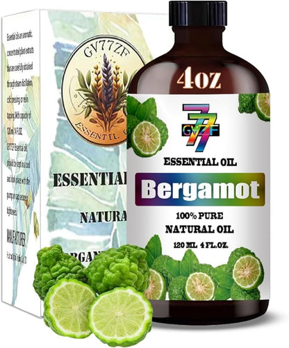 Bergamot Essential Oil (4 oz/120 ml) — Bergamot Oils for Aromatherapy, diffusers, humidifiers, Home fragrances, DIY Skincare, soap Making, DIY Candle, Relaxation, Yoga, and Meditation