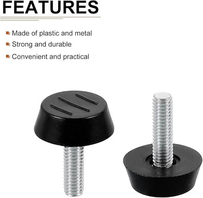 M6x22x22mm(DxLxOD) Screw on Furniture Glide Leveling Feet - 12Pack - Good for Furniture - Adjustable Thread Furniture Levelers - Black