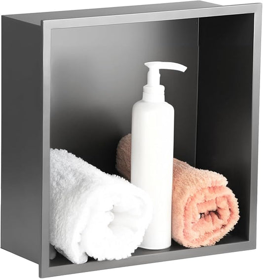 SaniteModar Shower Niche, Stainless Steel Shower Niche 12" X 12" No Tile Needed, Recessed for Bathroom Storage, Gray (Gray, 12x12)
