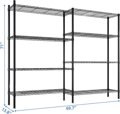 8 Tier Storage Racks Shelving, Heavy Steel Pantry Shelves, Adjustable Wire Shelving Rack, Suitable for Garage, Kitchen, Bathroom, Office, 35" W x 14" D x 106" H, Black