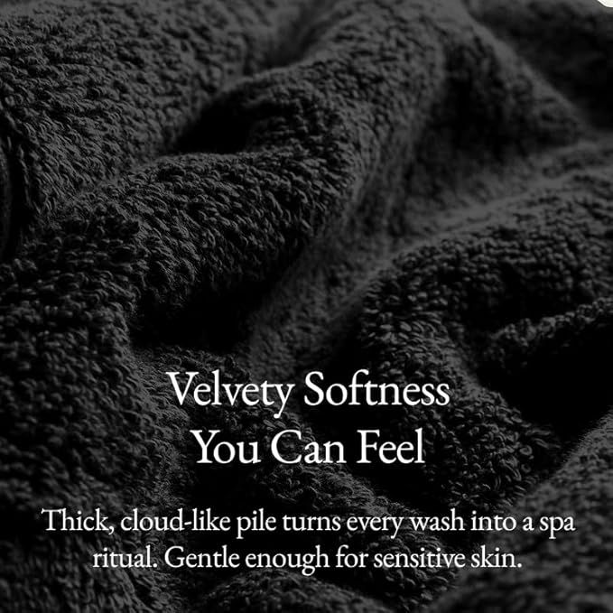 Italic Ultraplush 100% Australian Cotton Washcloths - Set of 2 Luxury Plush Face Wash Cloths, Soft and Absorbent 800 GSM for Bathroom, Spa, Gym, Face and Body (Black)