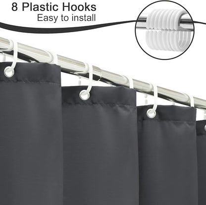 AooHome Fabric Shower Curtain 48 Width x 72 Height Inch, Solid Color Bath Curtain with Hooks for Hotel, Water Repellent, Dark Grey