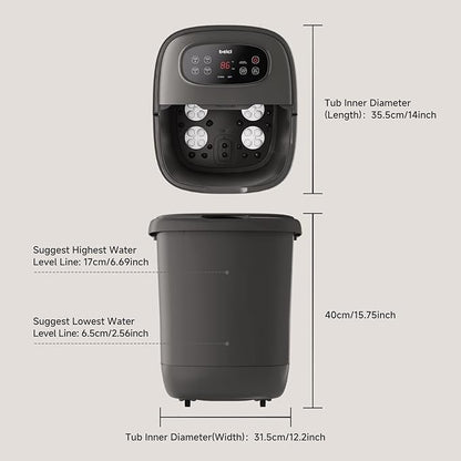 High Depth 14in Feet Foot Spa Electric Rotary Massage with PTC Heating System,Foot Bath with Timer Constant Temperature Control,Handle,and Six Set Electric Massage Balls