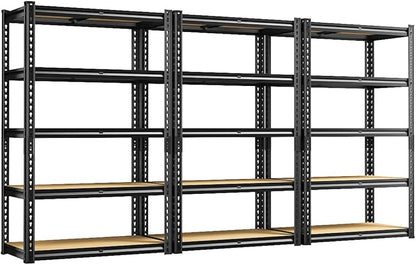 REIBII Storage Shelves 2020LBS Garage Shelving Heavy Duty 5 Tier Metal Shelving Adjustable Utility Shelf Rack for Garage Pantry Closet Kitchen Basement 28" W x 12" D x 59.8" H, 3 Pack