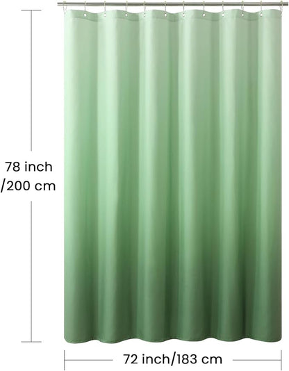 Fabric Shower Curtain 78 Inches Long, Sage Green Ombre Modern Shower Curtains for Bathroom, 72" W x 78" H